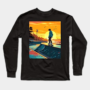 Skateboarding Retro, Sports Graphic Design Long Sleeve T-Shirt